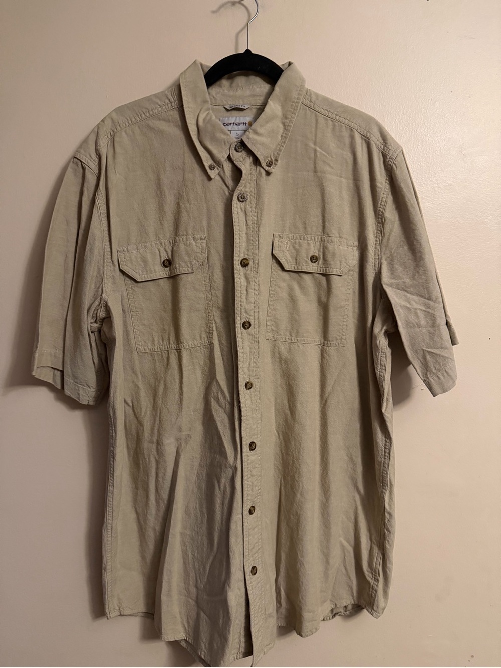 Carhartt Short-Sleeve Button-Down Shirt in Khaki